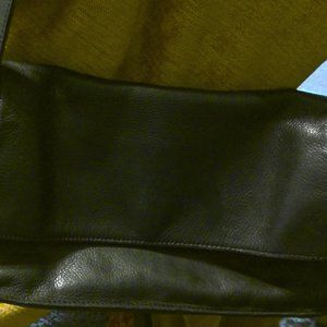 Pebbled Black Leather Shoulder Bag by Rolfs